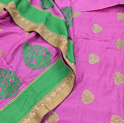 Indian Vintage Saree Pink Pure Khadi Silk Handloom Hand Beaded Sari Fabric 6yard Ethnic Zari Dressmaking Crafting Upcycle Quilting