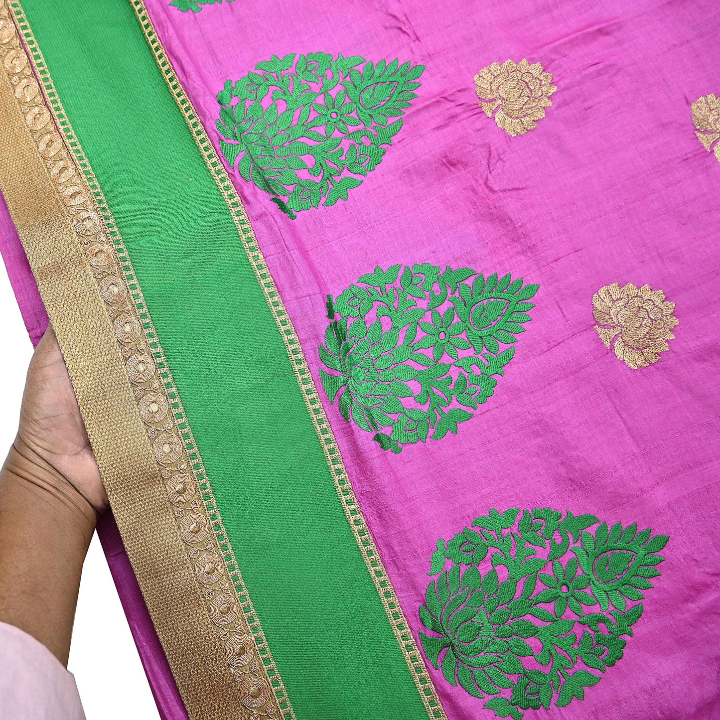 Indian Vintage Saree Pink Pure Khadi Silk Handloom Hand Beaded Sari Fabric 6yard Ethnic Zari Dressmaking Crafting Upcycle Quilting