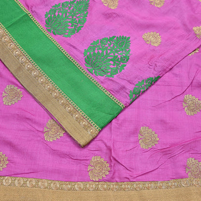 Indian Vintage Saree Pink Pure Khadi Silk Handloom Hand Beaded Sari Fabric 6yard Ethnic Zari Dressmaking Crafting Upcycle Quilting
