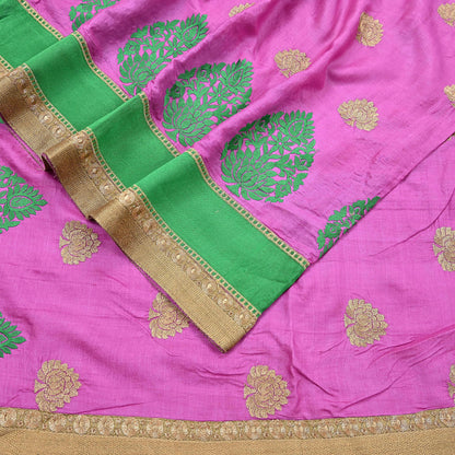 Indian Vintage Saree Pink Pure Khadi Silk Handloom Hand Beaded Sari Fabric 6yard Ethnic Zari Dressmaking Crafting Upcycle Quilting
