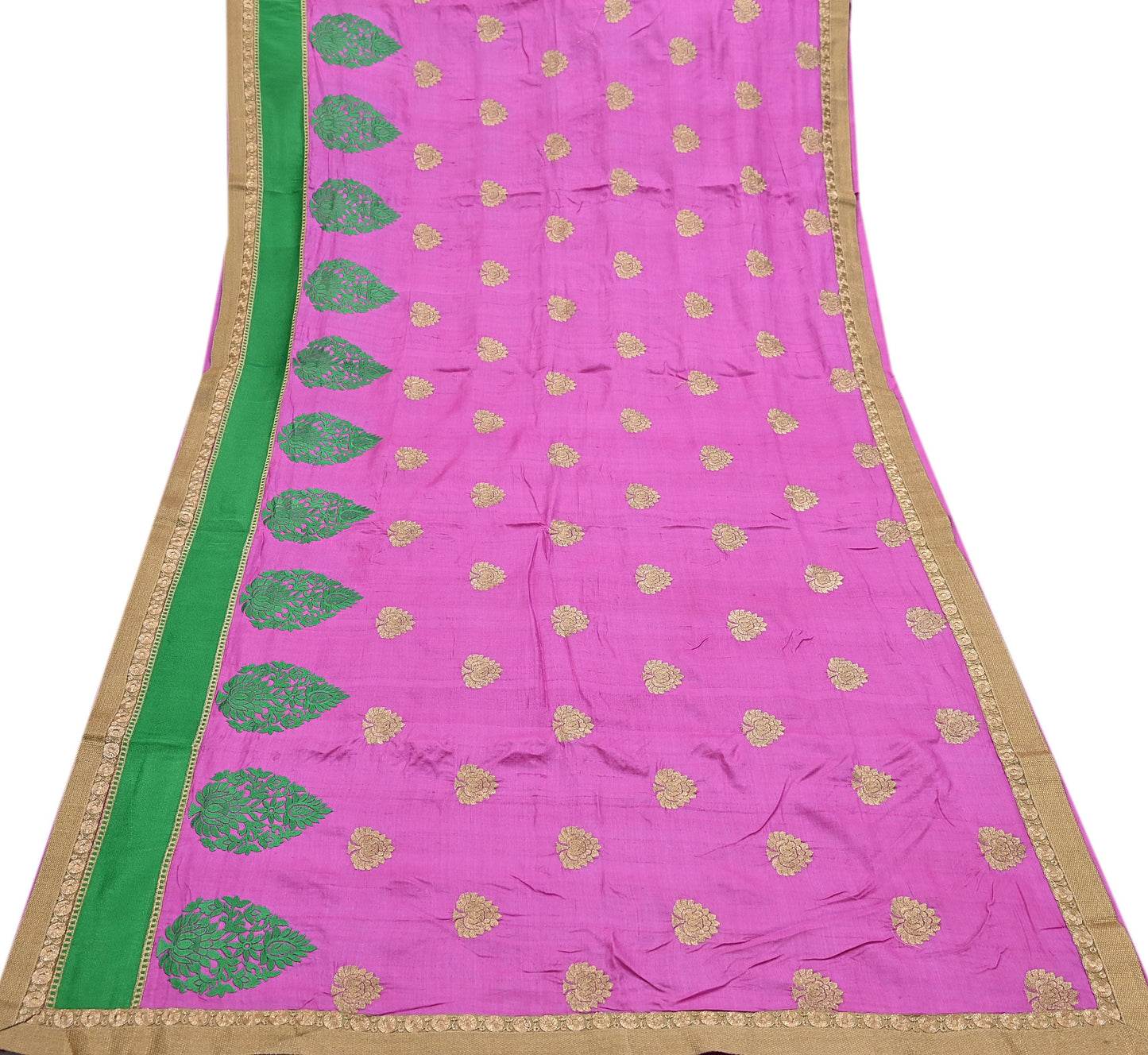 Indian Vintage Saree Pink Pure Khadi Silk Handloom Hand Beaded Sari Fabric 6yard Ethnic Zari Dressmaking Crafting Upcycle Quilting