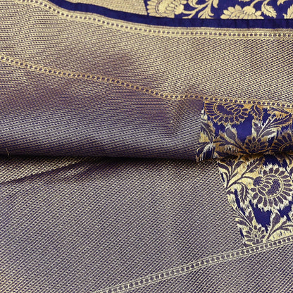 Indian Vintage Blue Dupatta Long Stole Artificial Silk Woven Brocade Scarves Veil Scarf Wrap Hippie Boho Soft Floral