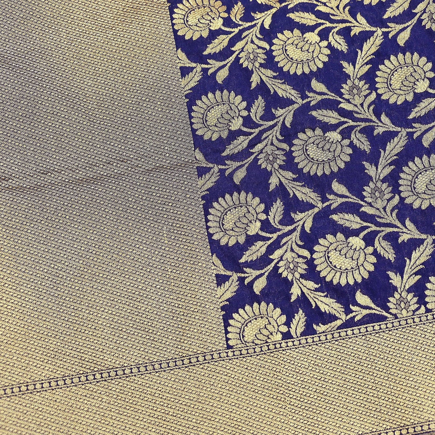 Indian Vintage Blue Dupatta Long Stole Artificial Silk Woven Brocade Scarves Veil Scarf Wrap Hippie Boho Soft Floral