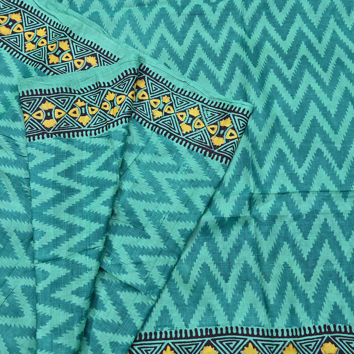 Indian Vintage Saree Green Pure Khadi Silk Handloom Printed Sari Fabric 5yard Ethnic Wear Sari Dressdesigning Quilting Upcycle