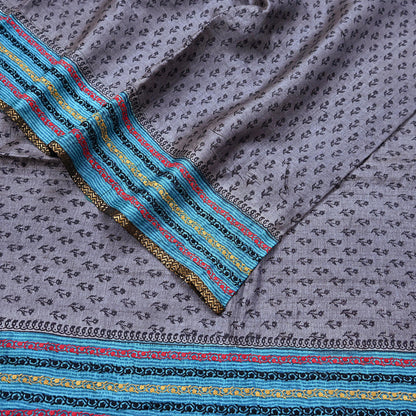 Indian Vintage Saree Gray Pure Khadi Silk Handloom Hand Beaded Sari Fabric 5yard Ethnic Dressmaking Crafting Upcycle Quilting
