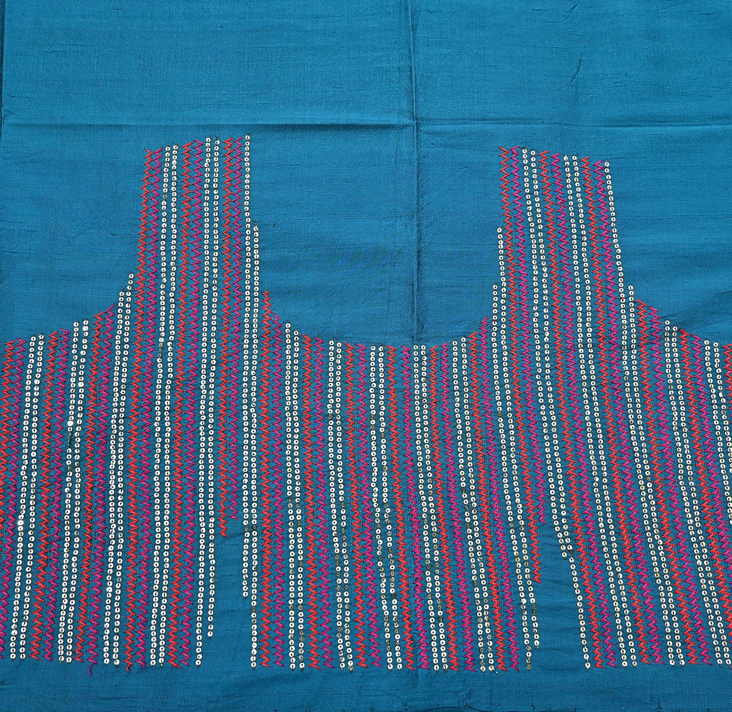 Indian Vintage Heavy Sarees Green & Blue Pure Georgette Silk Hand Embroidered Sari Fabric 6Yd Sewing Ethnic Wedding saree with blouse fabric