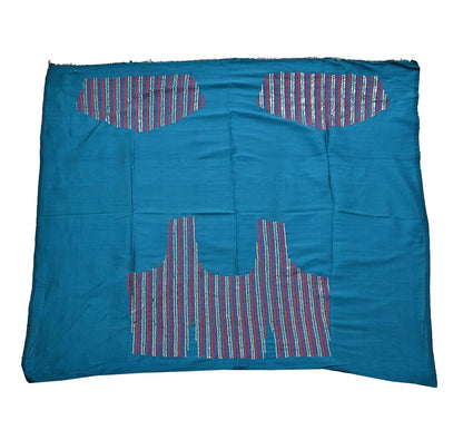 Indian Vintage Heavy Sarees Green & Blue Pure Georgette Silk Hand Embroidered Sari Fabric 6Yd Sewing Ethnic Wedding saree with blouse fabric