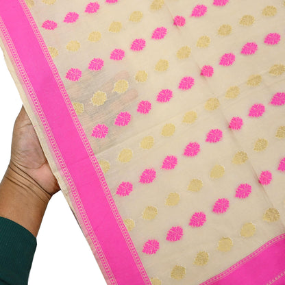 Indian Vintage Dupatta Beige Long Stole Hand Woven Pure Cotton Scarves Veil Soft Wrap Hijab Boho