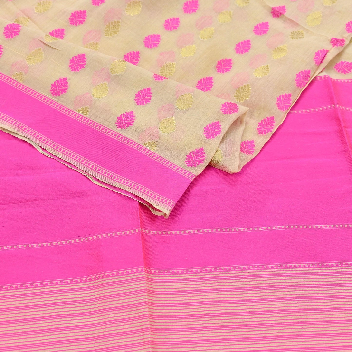 Indian Vintage Dupatta Beige Long Stole Hand Woven Pure Cotton Scarves Veil Soft Wrap Hijab Boho