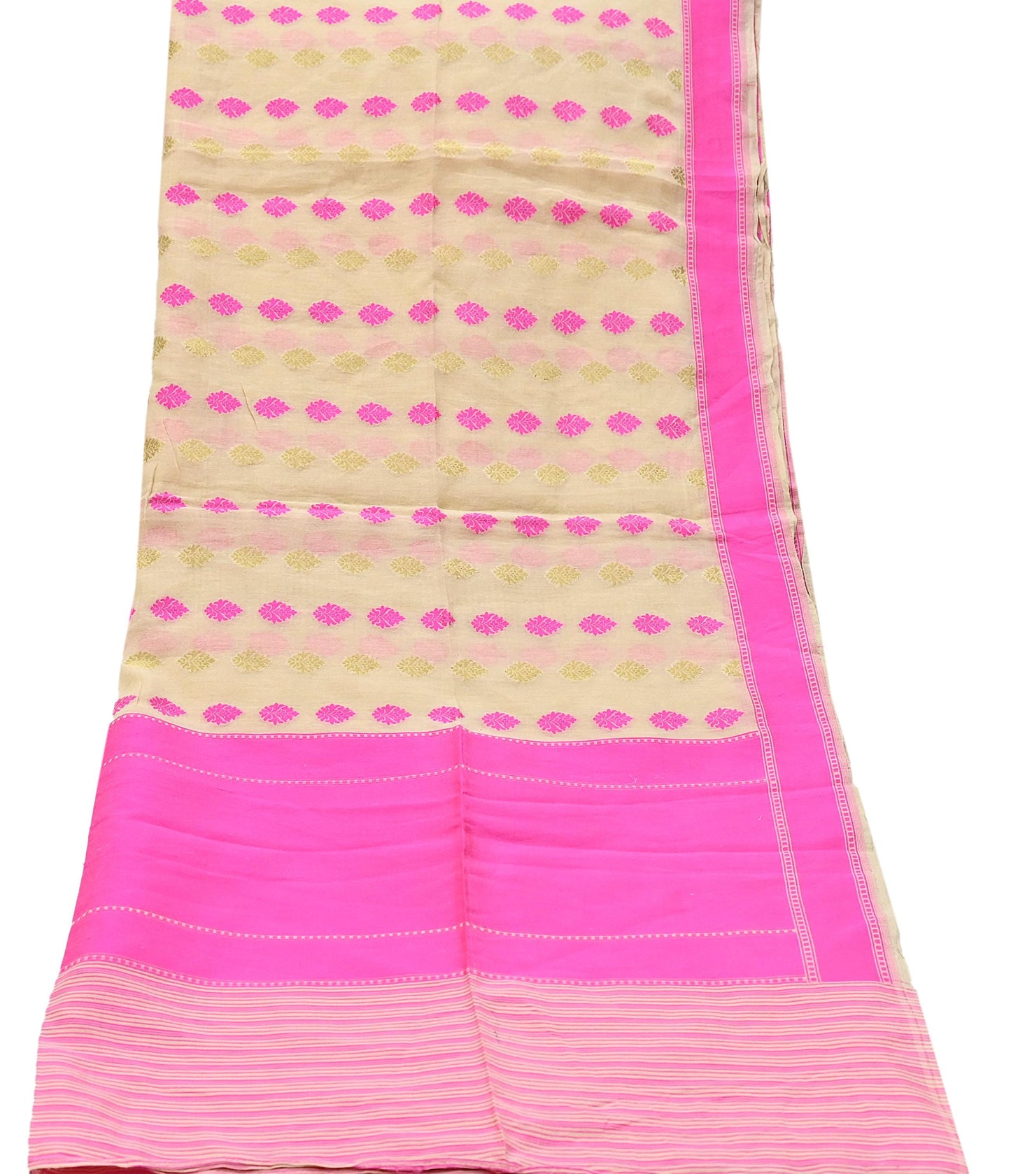 Indian Vintage Dupatta Beige Long Stole Hand Woven Pure Cotton Scarves Veil Soft Wrap Hijab Boho