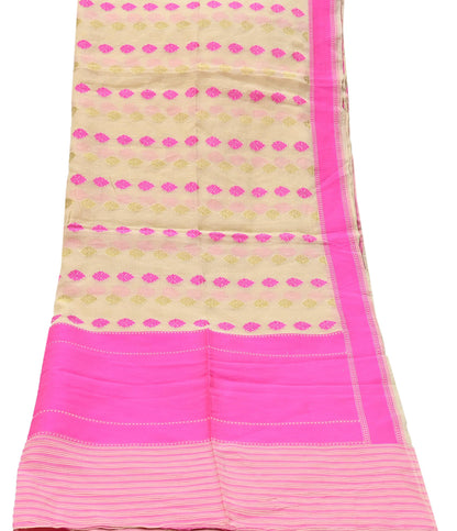Indian Vintage Dupatta Beige Long Stole Hand Woven Pure Cotton Scarves Veil Soft Wrap Hijab Boho