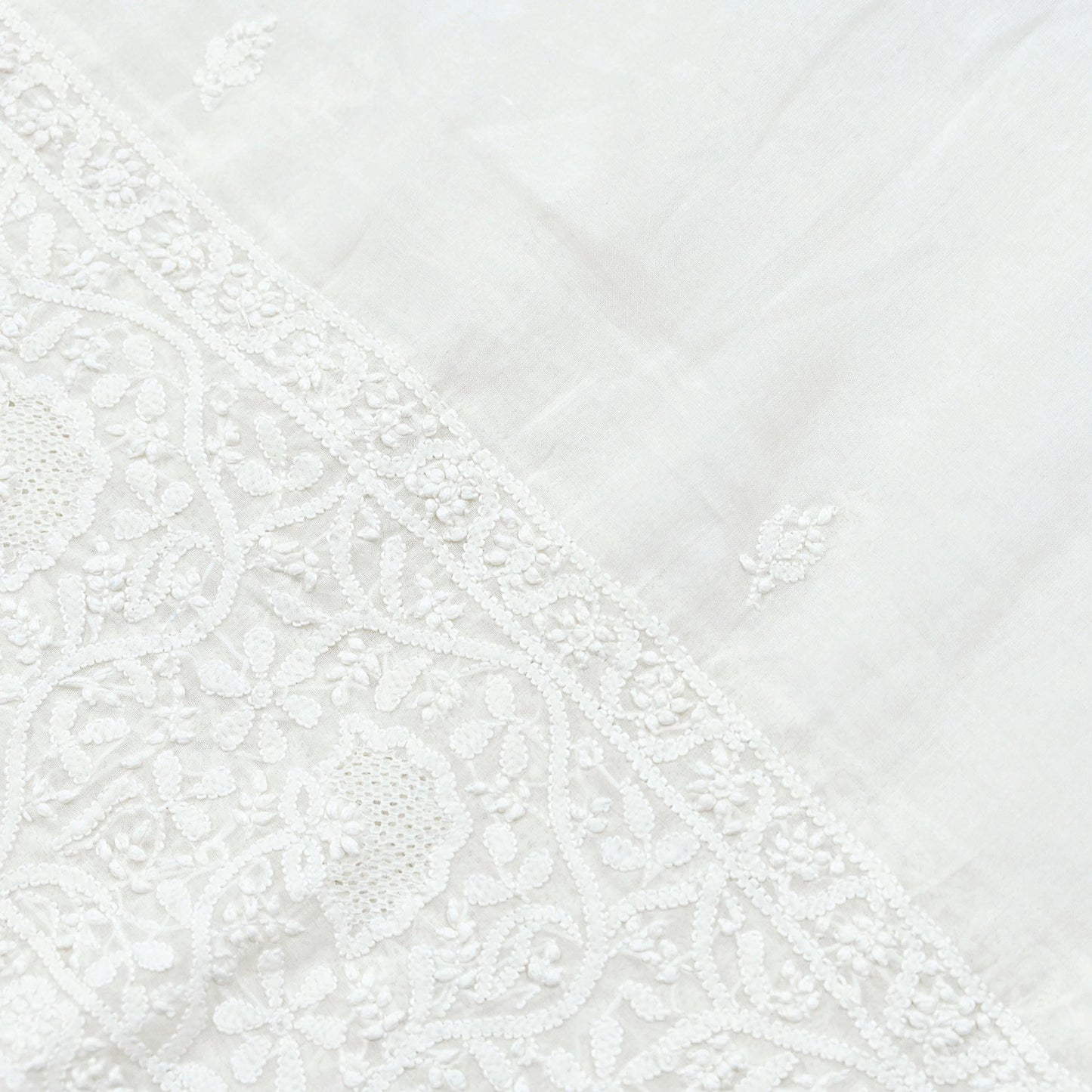 Indian Vintage White Dupatta Long Stole Pure Cotton Handmade Chikankari Scarves Veil Scarf Wrap Hippie Boho Soft