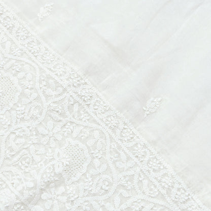 Indian Vintage White Dupatta Long Stole Pure Cotton Handmade Chikankari Scarves Veil Scarf Wrap Hippie Boho Soft