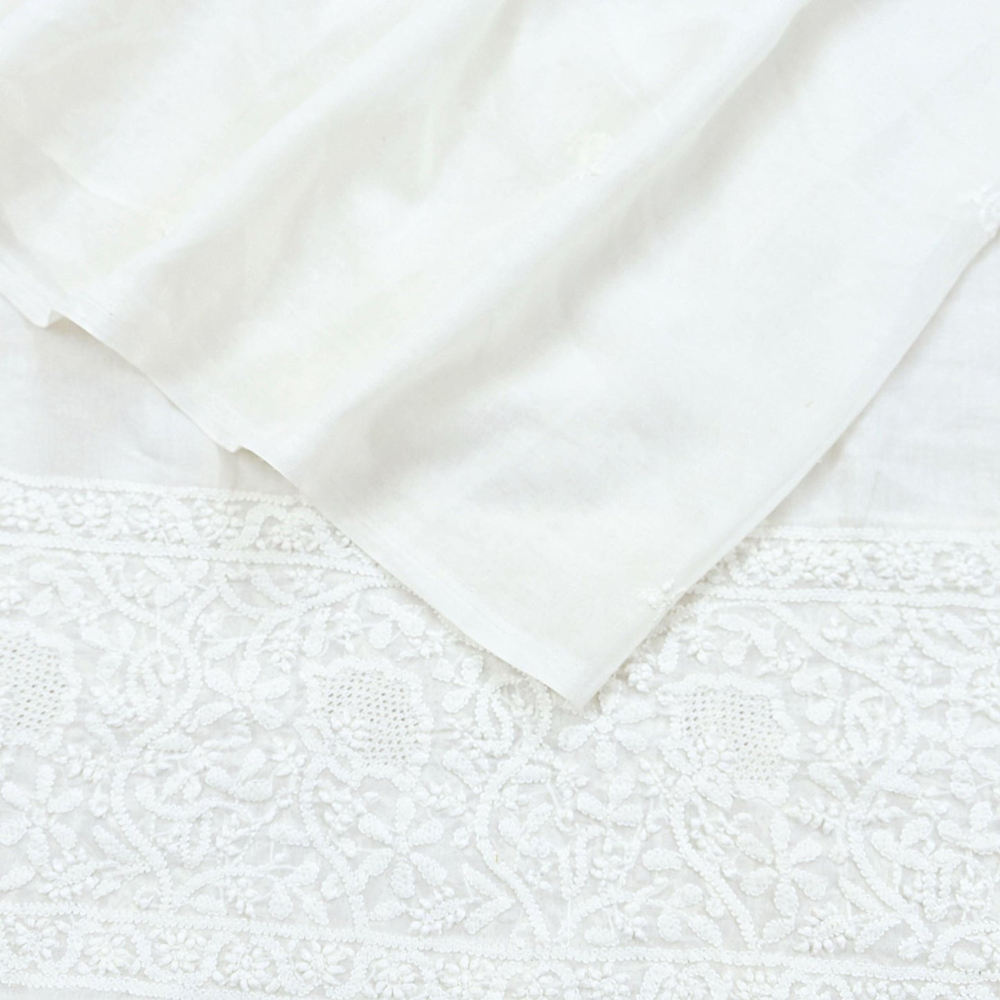 Indian Vintage White Dupatta Long Stole Pure Cotton Handmade Chikankari Scarves Veil Scarf Wrap Hippie Boho Soft