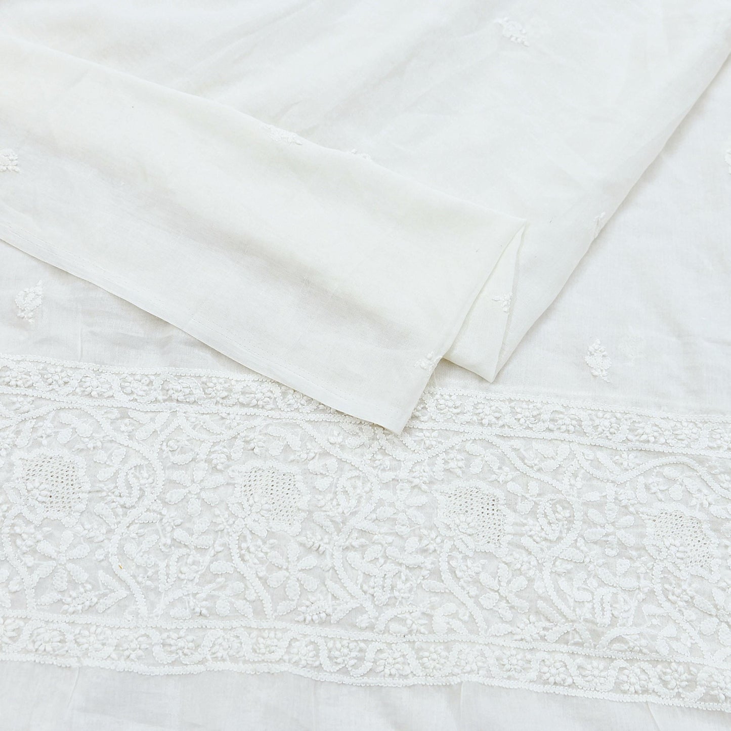 Indian Vintage White Dupatta Long Stole Pure Cotton Handmade Chikankari Scarves Veil Scarf Wrap Hippie Boho Soft