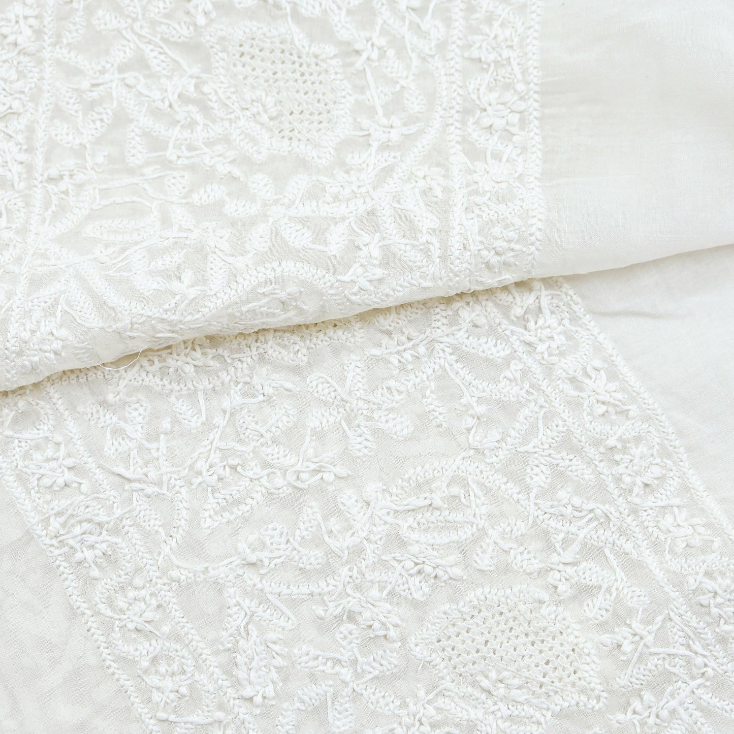 Indian Vintage White Dupatta Long Stole Pure Cotton Handmade Chikankari Scarves Veil Scarf Wrap Hippie Boho Soft