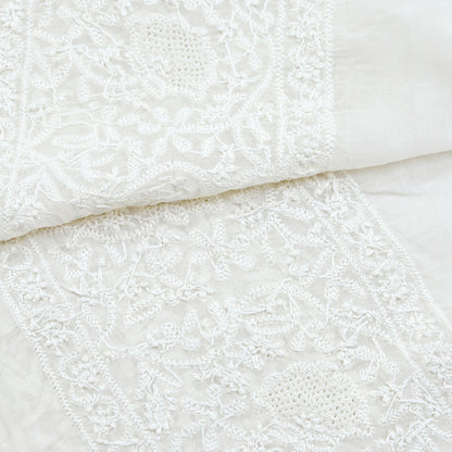 Indian Vintage White Dupatta Long Stole Pure Cotton Handmade Chikankari Scarves Veil Scarf Wrap Hippie Boho Soft