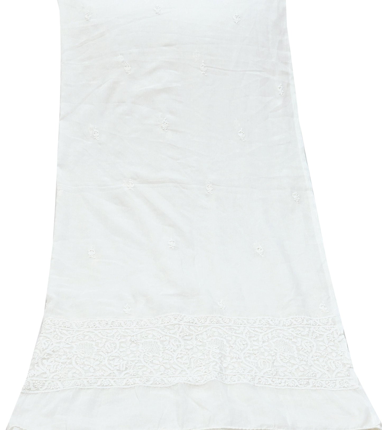 Indian Vintage White Dupatta Long Stole Pure Cotton Handmade Chikankari Scarves Veil Scarf Wrap Hippie Boho Soft