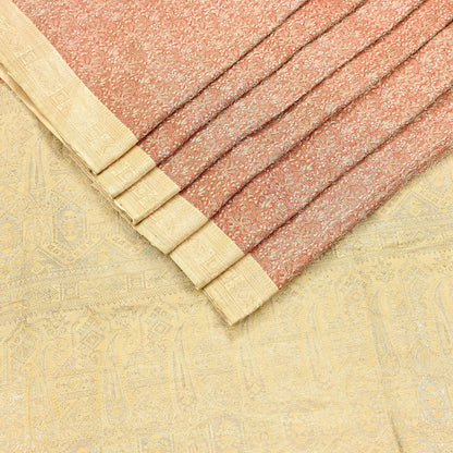 Indian Vintage Sari Rusty & beige Heavy Pure Satin Silk Woven Banarasi Tanchoi Saree 5Yd Ethnic Craft Fabric Upcycle Bridal Heavy Sarees