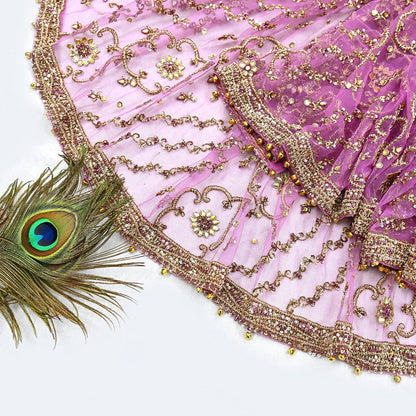 Indian Vintage Heavy Wedding Purple Dupatta Net Mesh Long Stole Hand Embroidered Scarf Zardozi Zari Sequins Stole Bridal Veil