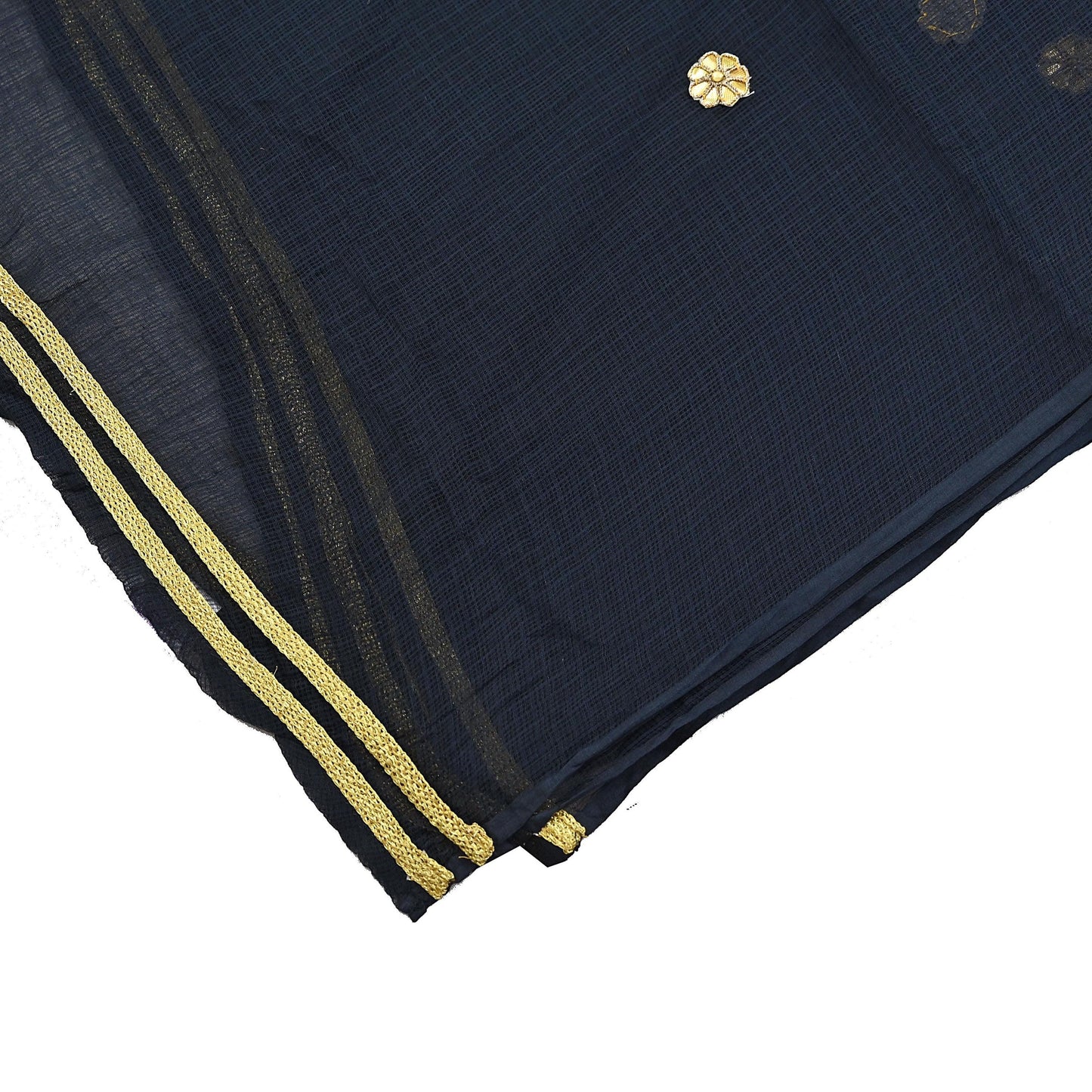 Indian Vintage Black Dupatta Long Stole Embroidered stole Pure Cotton Scarves Veil Wrap Soft Floral golden border