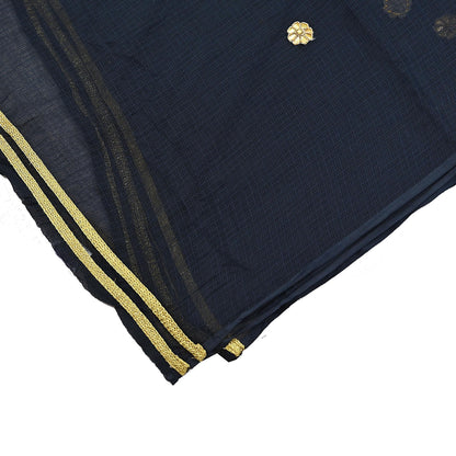 Indian Vintage Black Dupatta Long Stole Embroidered stole Pure Cotton Scarves Veil Wrap Soft Floral golden border