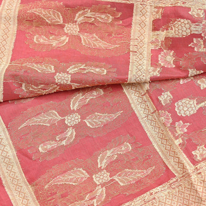 Indian Vintage Peach Dupatta Long Stole Artificial Silk Woven Brocade Scarves Veil Scarf Wrap Hippie Boho Soft Floral Fringes