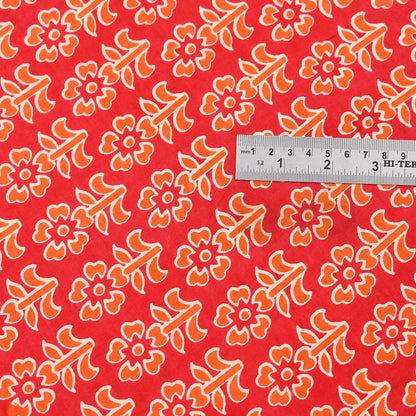 Indian Vintage Red Sarees Pure Cotton Block Printed Sari 5yd Sewing Craft Fabric DressMaking Soft Crafting Quilting Upcycle