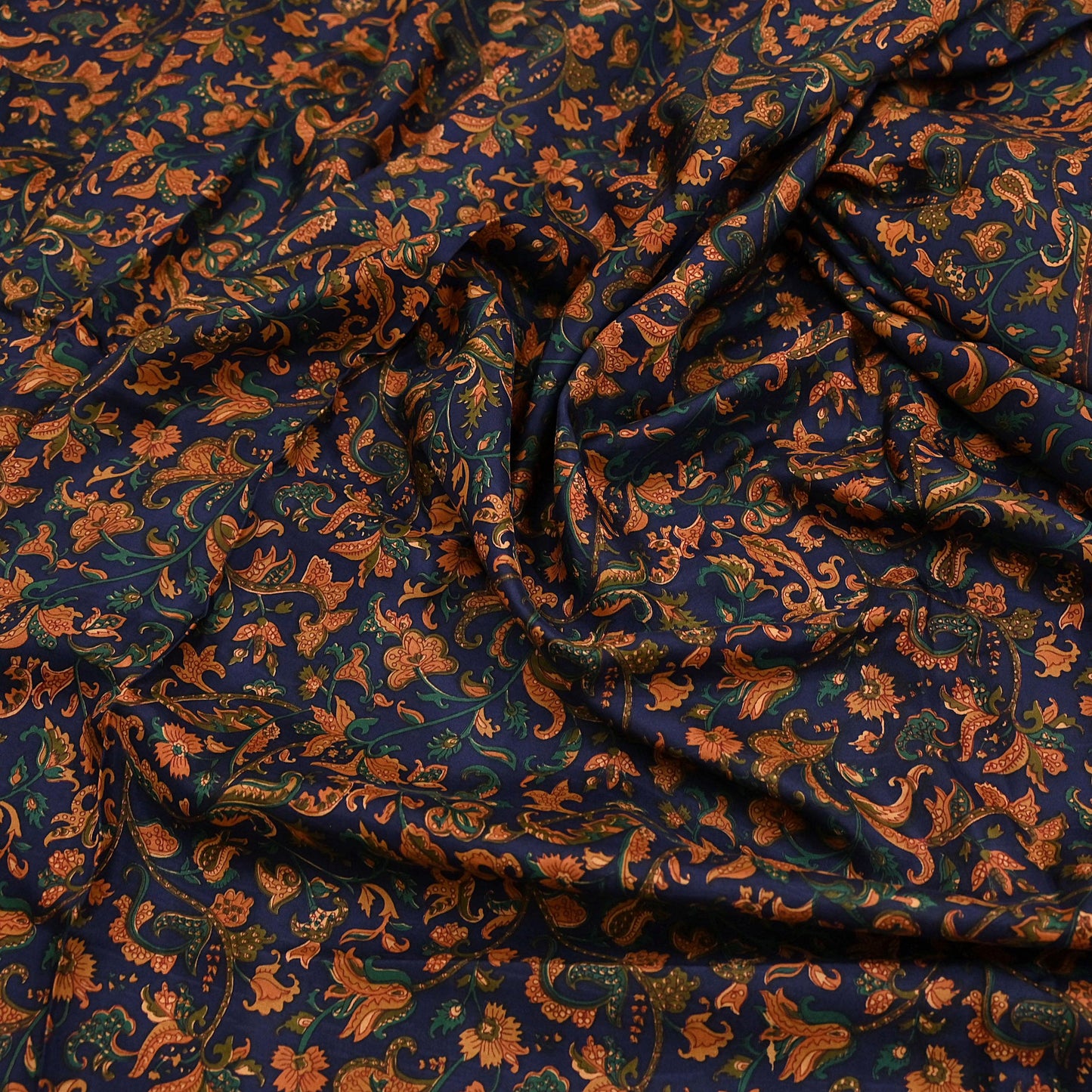 Indian Vintage Sari Blue Pure Silk Printed Saree Fabric 5yard Sewing Craft Fabric DressMaking Wrap Floral