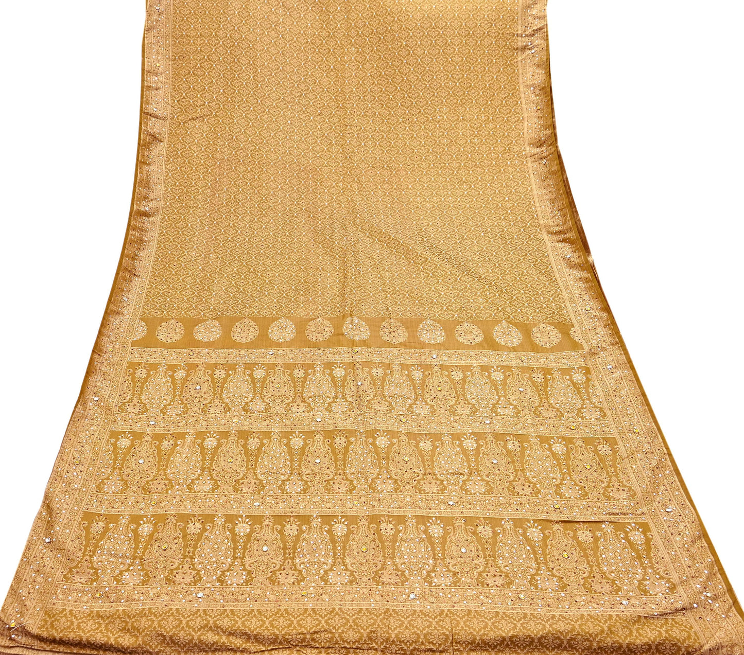 Vintage Green Banarasi Silk Saree Pure Satin Silk Handwoven Tanchoi Fabric with Floral Weave 5 Yard Dressmaking Craft Material