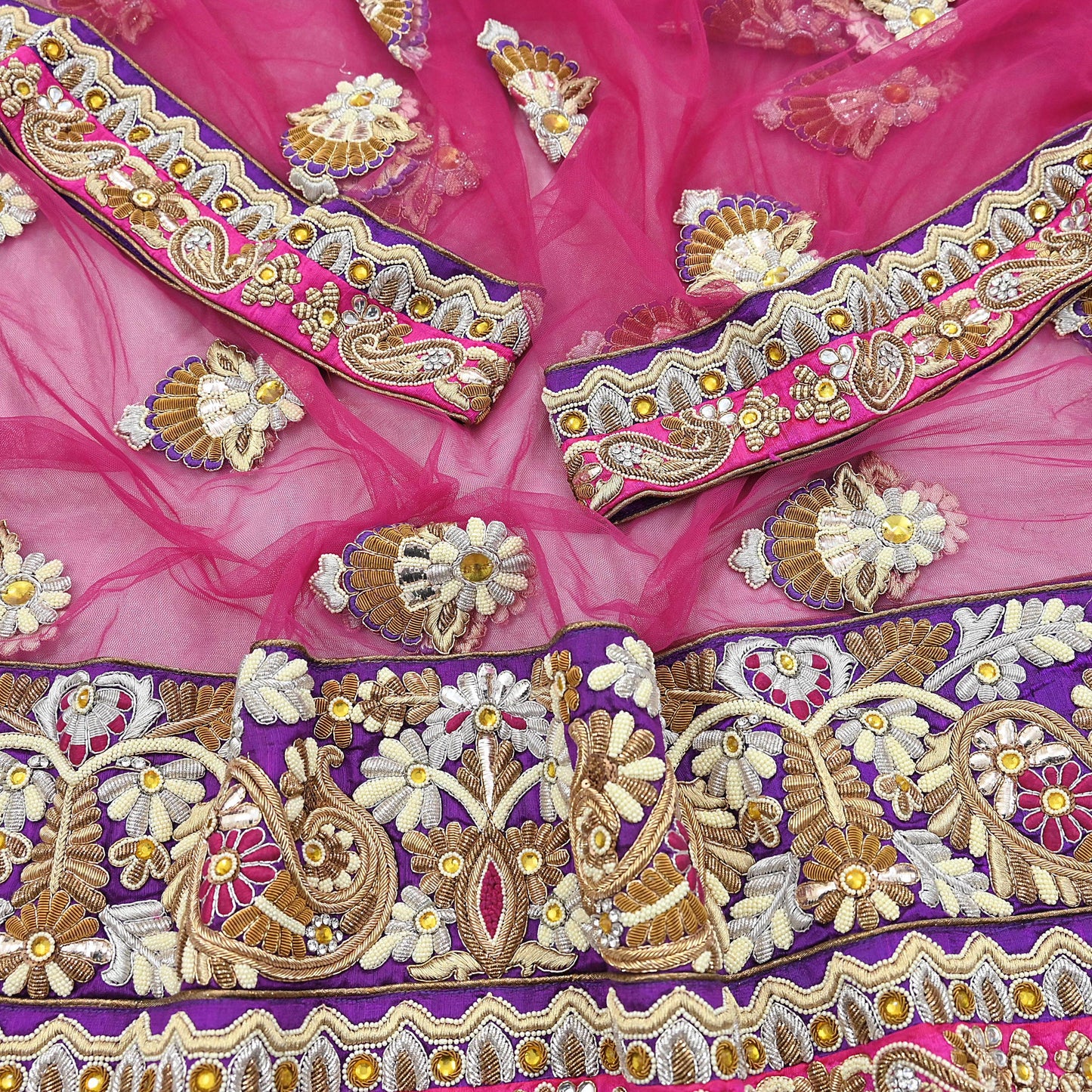 Indian Vintage Heavy Wedding pink Net/Mesh/ Velvet Hand Embroidered Dupatta Designer By Manish Malhotra Bridal Wear Zardozi Veil Hijab