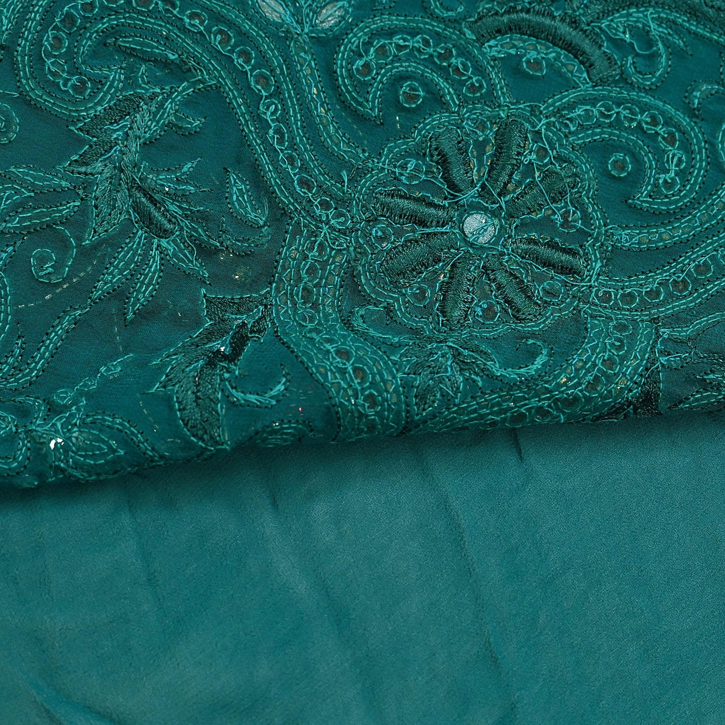 Indian Heavy Bridal Sarees Green Pure Georgette Silk Hand Embroidered Sari Fabric 5Yd Sewing Ethnic Zardozi/dabka zari Wedding sarees