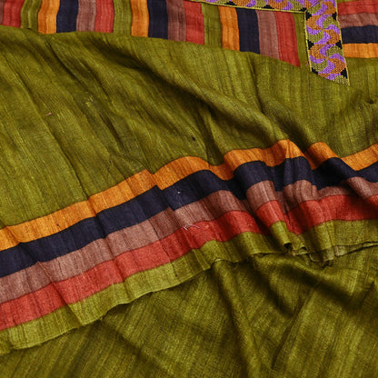 Indian Vintage Green Saree Pure Khadi Silk Handloom Printed Sari Fabric 5yd Ethnic Wear Sari Floral Designs Dress making Crafting