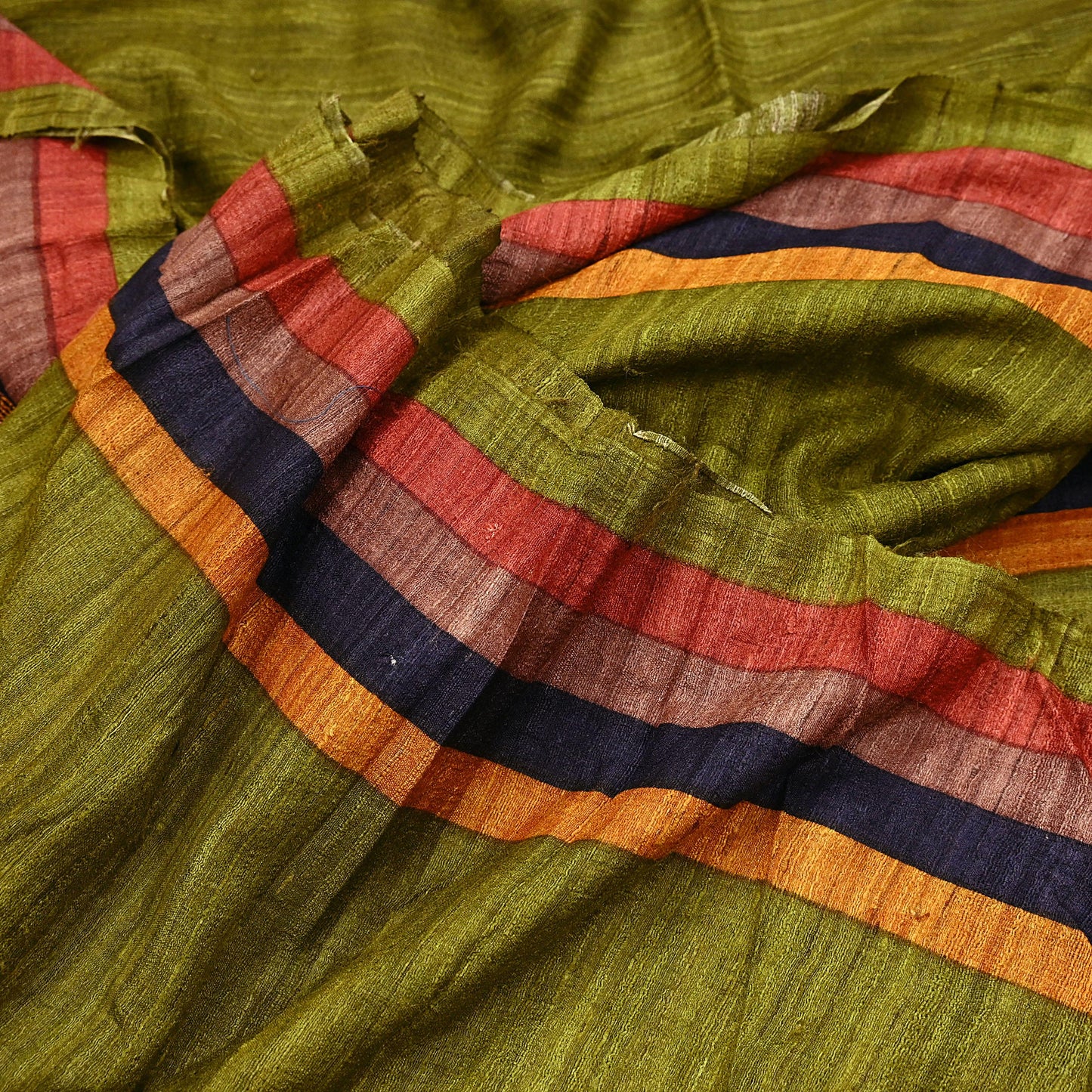Indian Vintage Green Saree Pure Khadi Silk Handloom Printed Sari Fabric 5yd Ethnic Wear Sari Floral Designs Dress making Crafting