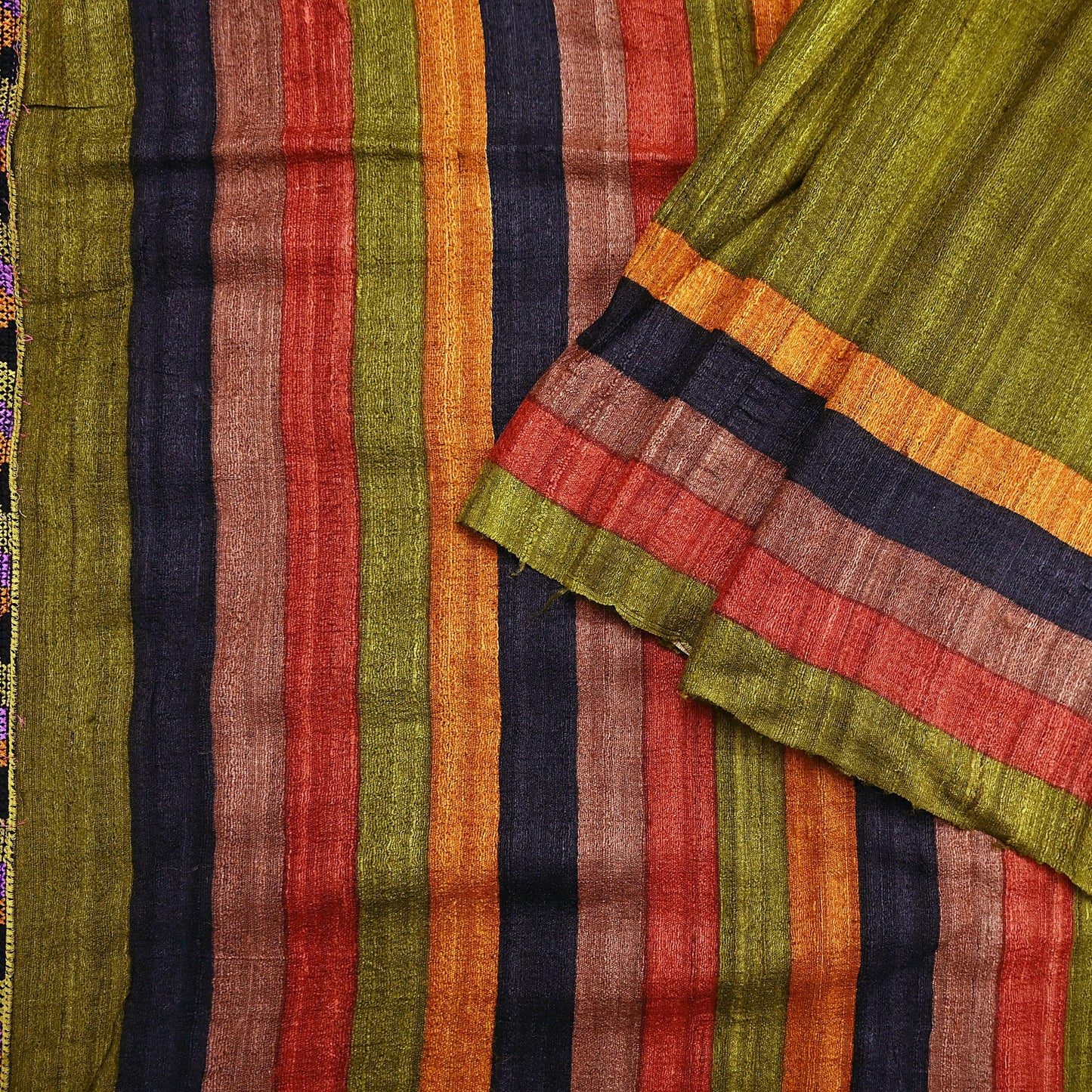 Indian Vintage Green Saree Pure Khadi Silk Handloom Printed Sari Fabric 5yd Ethnic Wear Sari Floral Designs Dress making Crafting