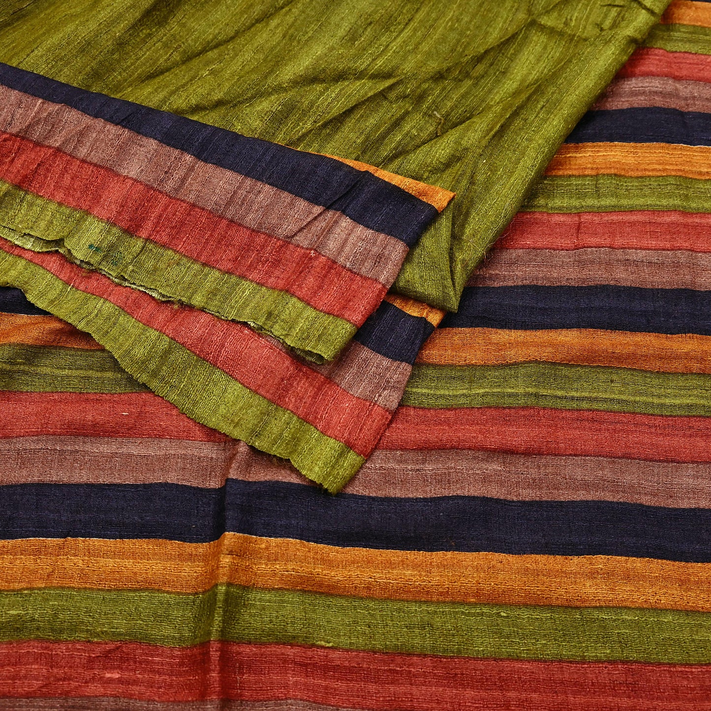 Indian Vintage Green Saree Pure Khadi Silk Handloom Printed Sari Fabric 5yd Ethnic Wear Sari Floral Designs Dress making Crafting