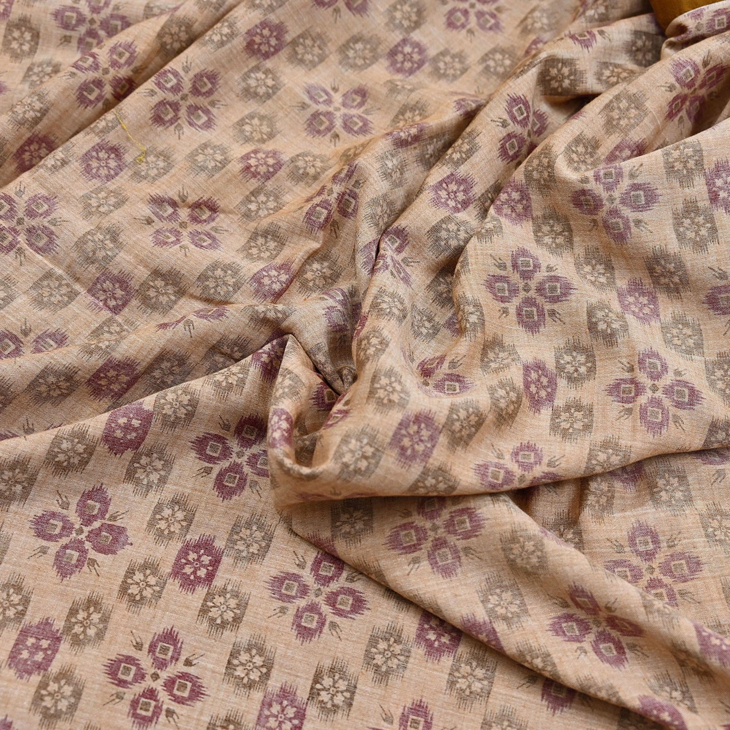Indian Vintage Sari Beige Printed Pure Cotton Sarees Craft Fabric 5Yd Soft Sewing Sarong Wrap Boho Floral Quilting Dress making zari border