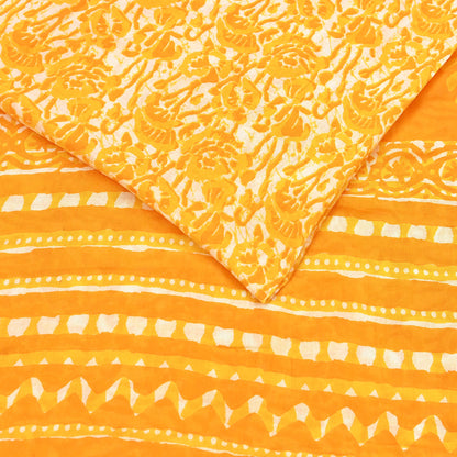 Indian Vintage Sari Yellow & white Batik Printed Pure Cotton Saree Craft Fabric 5Yd Sewing Soft Sarong Wrap Boho Dress Making Quilting