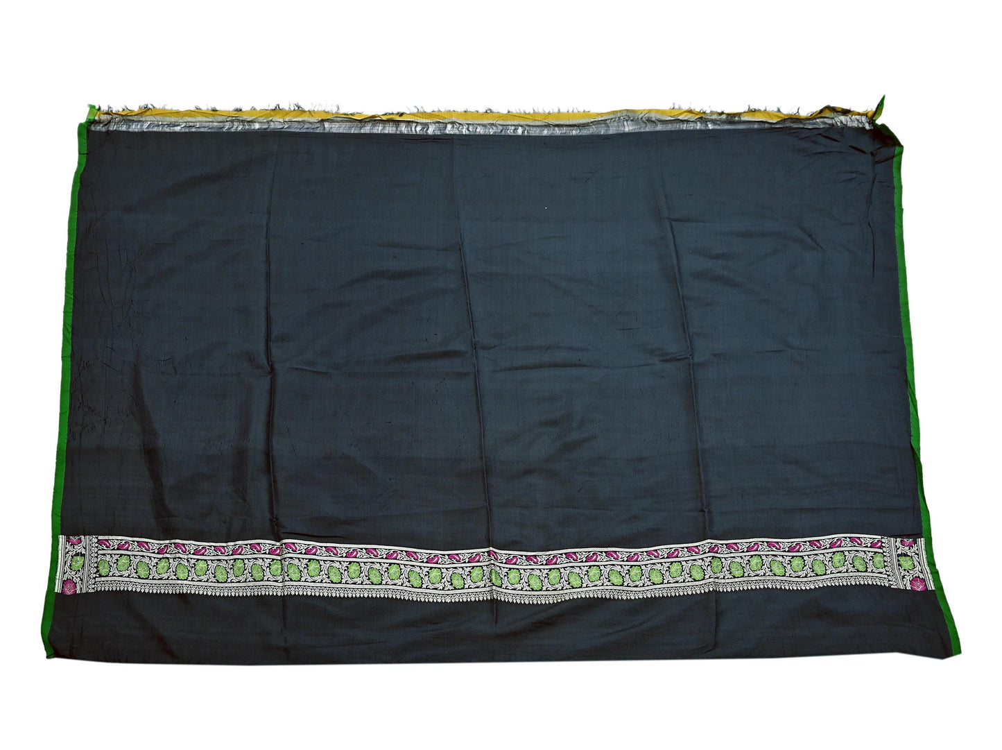 Indian Vintage Sari Black 100% Pure Silk Hand Woven Sarees Craft Fabric 5Yd Ethnic Sewing Dress making Crafting Quilting Upcycle
