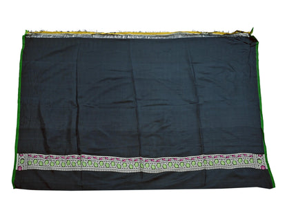 Indian Vintage Sari Black 100% Pure Silk Hand Woven Sarees Craft Fabric 5Yd Ethnic Sewing Dress making Crafting Quilting Upcycle