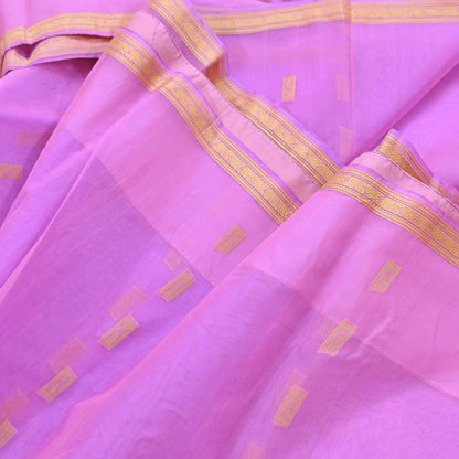 Indian Vintage Sari Purple & Pink Hand Woven 100% Pure Organza Silk Saree Craft Fabric 6Yd Dress Making Crafting Quilting Upcycle Zari