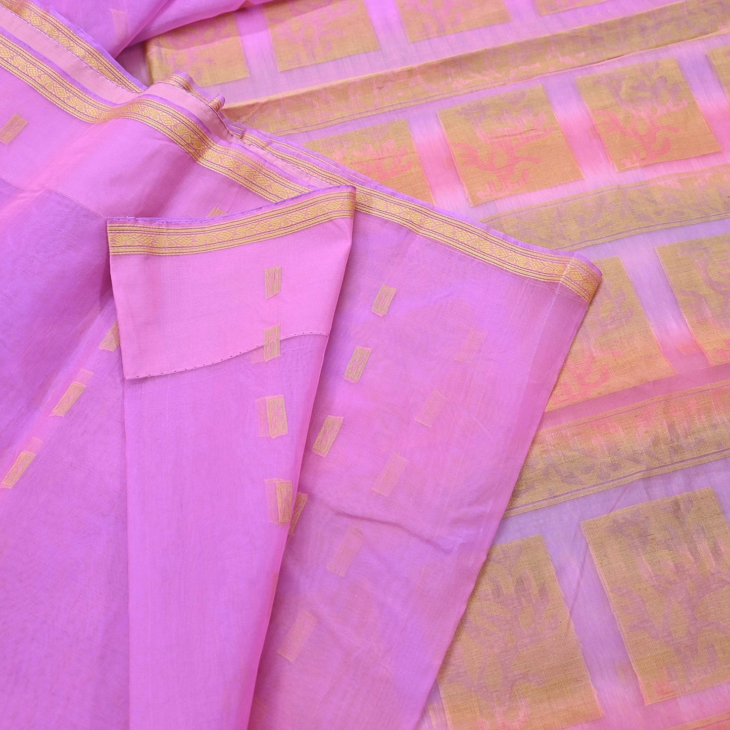 Indian Vintage Sari Purple & Pink Hand Woven 100% Pure Organza Silk Saree Craft Fabric 6Yd Dress Making Crafting Quilting Upcycle Zari