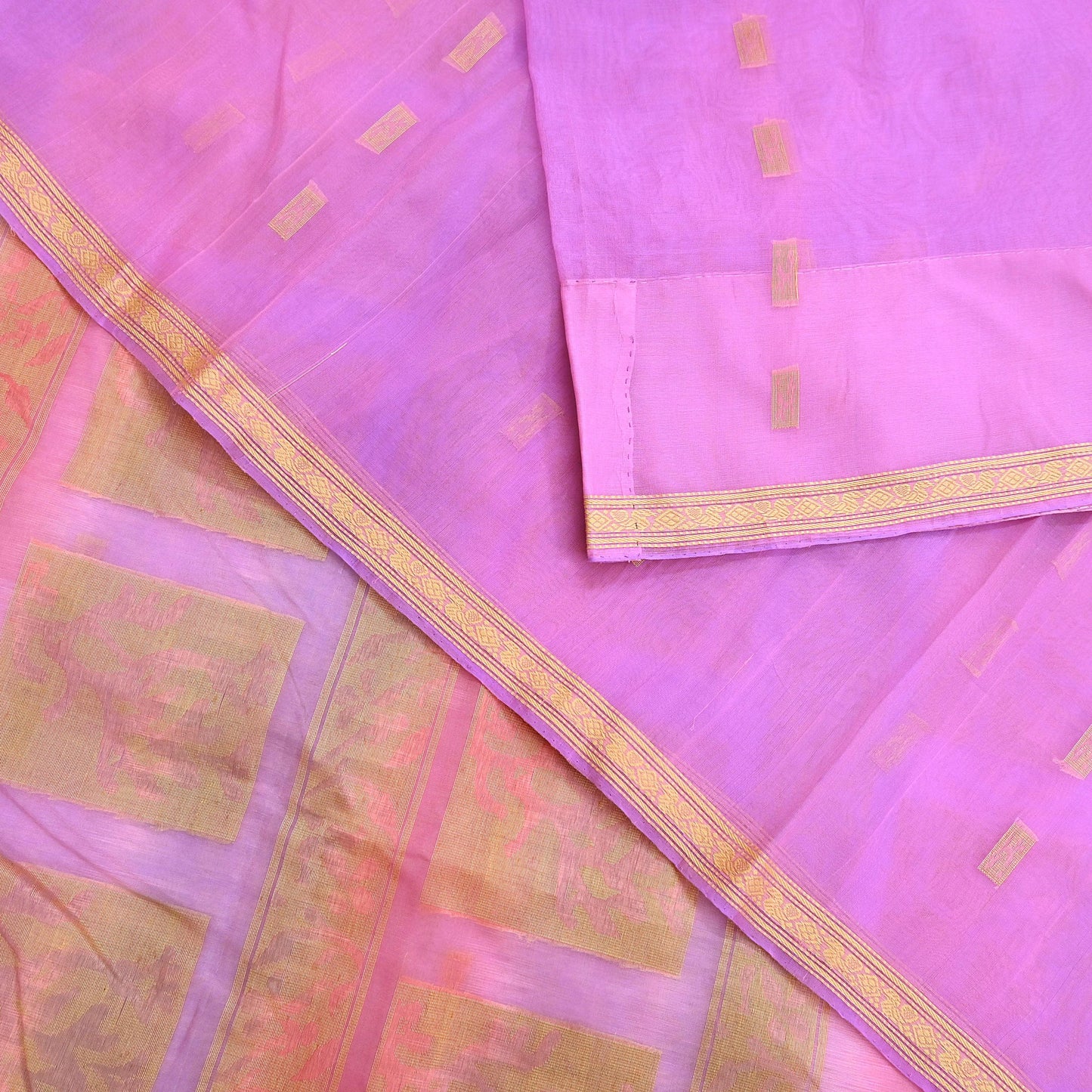 Indian Vintage Sari Purple & Pink Hand Woven 100% Pure Organza Silk Saree Craft Fabric 6Yd Dress Making Crafting Quilting Upcycle Zari