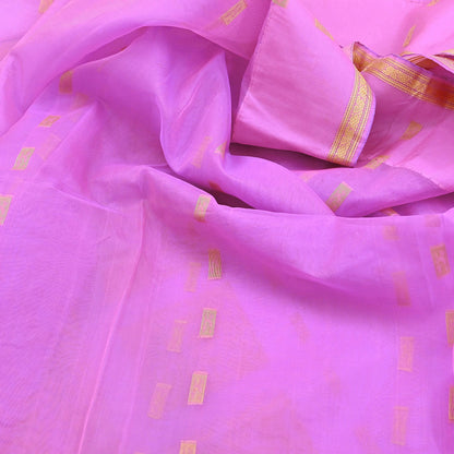 Indian Vintage Sari Purple & Pink Hand Woven 100% Pure Organza Silk Saree Craft Fabric 6Yd Dress Making Crafting Quilting Upcycle Zari
