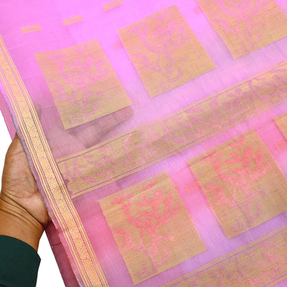 Indian Vintage Sari Purple & Pink Hand Woven 100% Pure Organza Silk Saree Craft Fabric 6Yd Dress Making Crafting Quilting Upcycle Zari