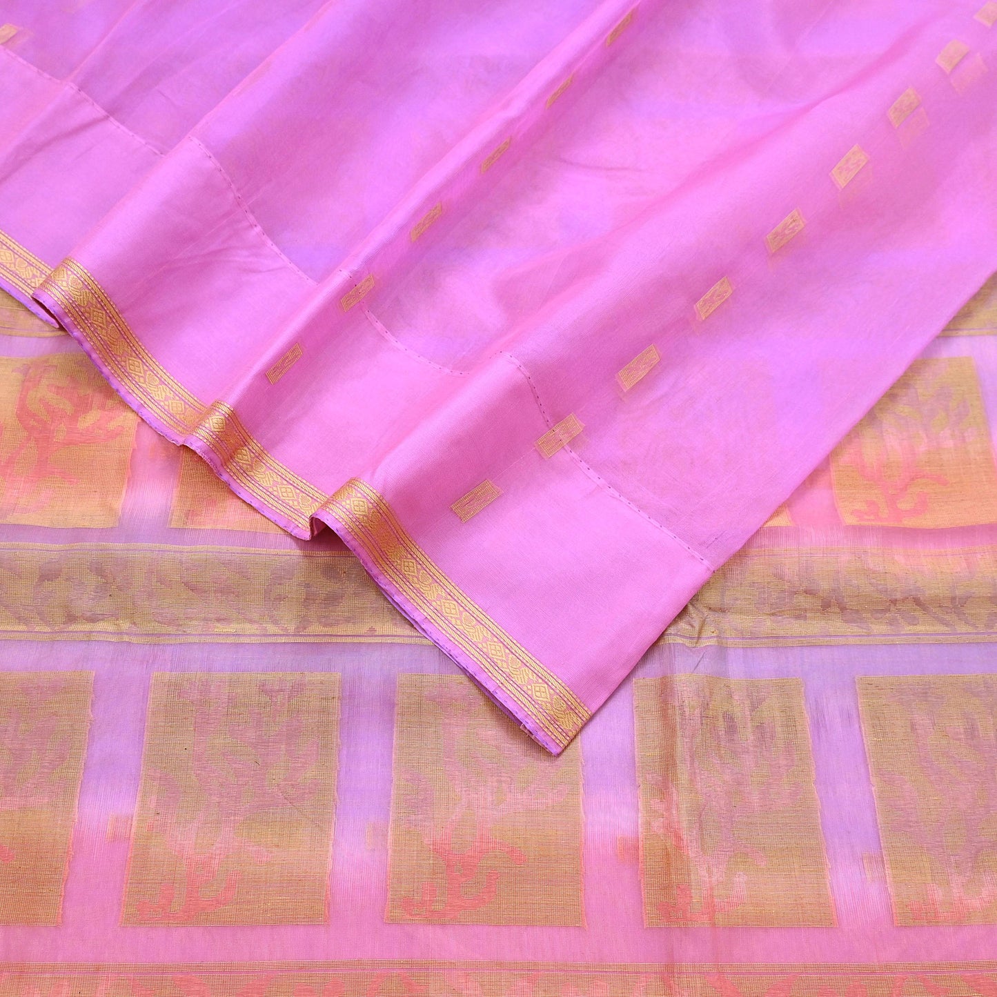 Indian Vintage Sari Purple & Pink Hand Woven 100% Pure Organza Silk Saree Craft Fabric 6Yd Dress Making Crafting Quilting Upcycle Zari