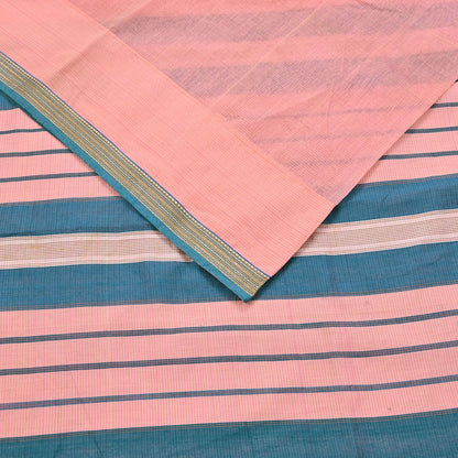 Indian Vintage Sari Peach Pure Chanderi Cotton Hand Woven Sarees 5Yd Craft Fabric Soft Sewing Sarong Dress Making Quilting Crafting