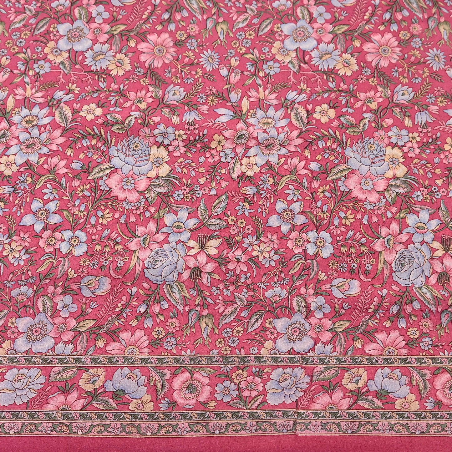 Indian Vintage Sari Pink Pure Crepe Silk Printed Saree 5yard Sewing Quilting Floral Soft Craft Fabric Wrap