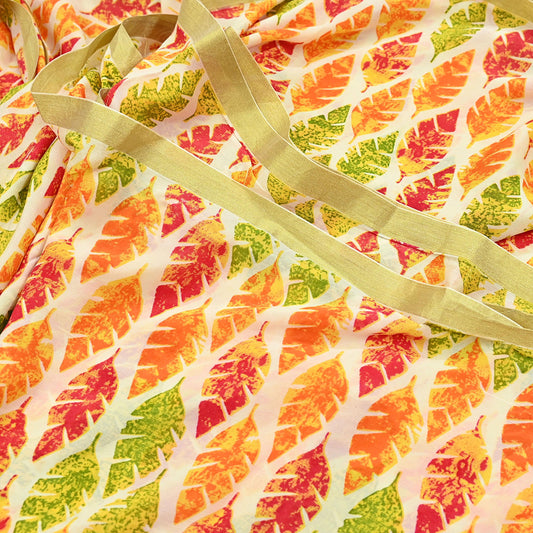 Indian Women Vintage Sari Ivory Blend Georgette Printed Sarees Sewing 5yd Soft Craft Floral Wrap Boho Zari