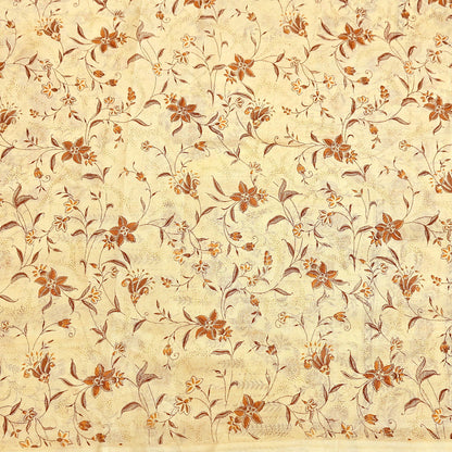 Indian Vintage Sari Ivory Pure Silk Printed Saree 5yd Sewing Paisley Craft Fabric DressMaking Soft Used Upcycled